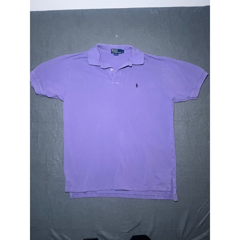 Polo Ralph Lauren Mens Large Purple Cotton Short Sleeve Pique Polo Shirt